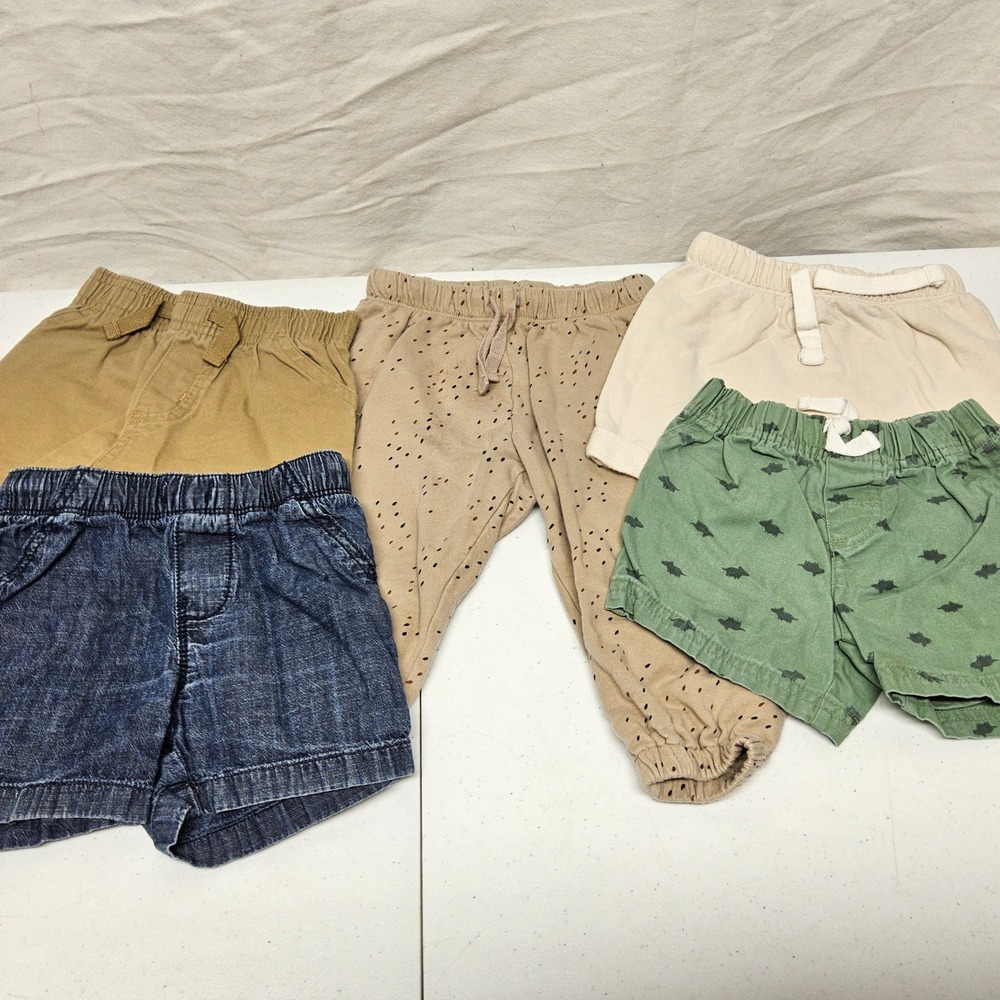 Carter's H&M Garanimals Shorts Pants Bundle Kids 12M Multi Color Dino Cotton 5pc